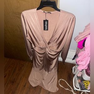 Twist front plunge mini dress